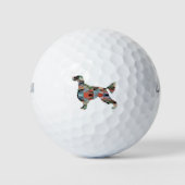 Gordon Setter Dog Geometrisches Muster Silhouette  Golfball (Vorderseite)