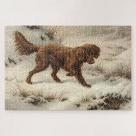 Gordon Setter Dog in einer schneesicheren Winterla Puzzle