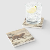 Gordon Setter Dog in einer schneesicheren Winterla Steinuntersetzer (Seitenansicht)