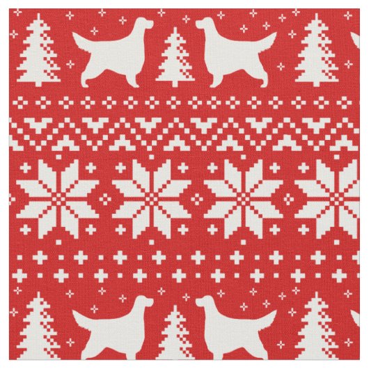 Gordon Setter Dog Silhouetten Weihnachten Gemuster Stoff (Nahaufnahme)
