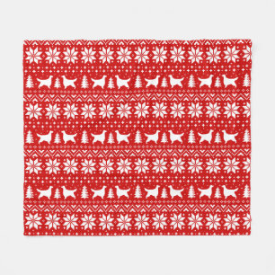 Gordon Setter Dog Silhouetten Weihnachtsmuster Fleecedecke