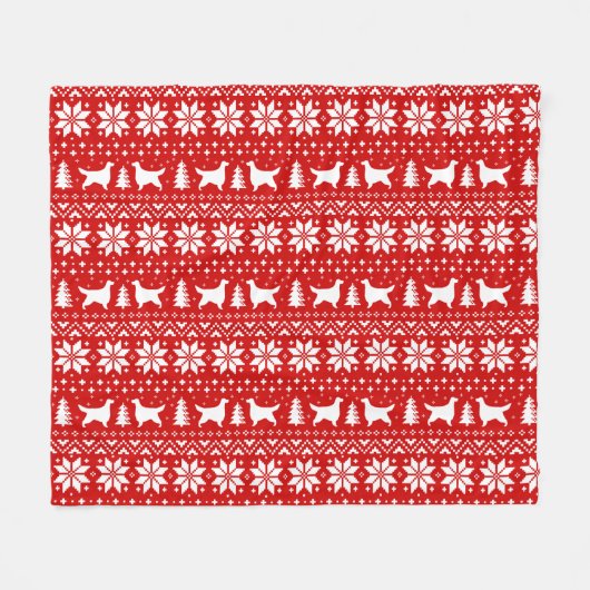 Gordon Setter Dog Silhouetten Weihnachtsmuster Fleecedecke (Vorderseite (Horizontal))