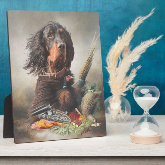 Gordon Setter, Duckjagd Plaque Fotoplatte (Seite)