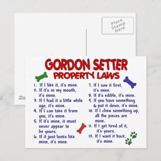 GORDON SETTER-Eigenschaftengesetze 2 Postkarte (Vorne/Hinten)
