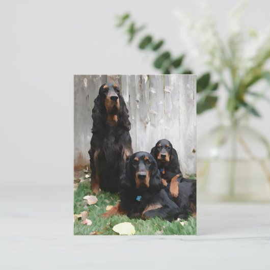 Gordon Setter Generations Painting Postcard Postkarte (Stehend Vorderseite)