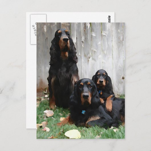 Gordon Setter Generations Painting Postcard Postkarte (Vorne/Hinten)