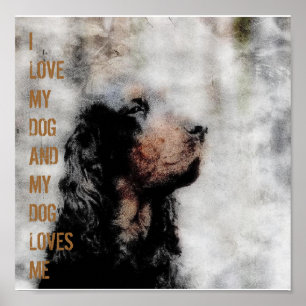 Gordon Setter Grunge Canvas Print Poster
