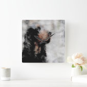 Gordon Setter Head Grunge Square Uhr (Zuhause)