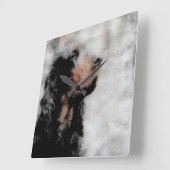 Gordon Setter Head Grunge Square Uhr (Winkel)