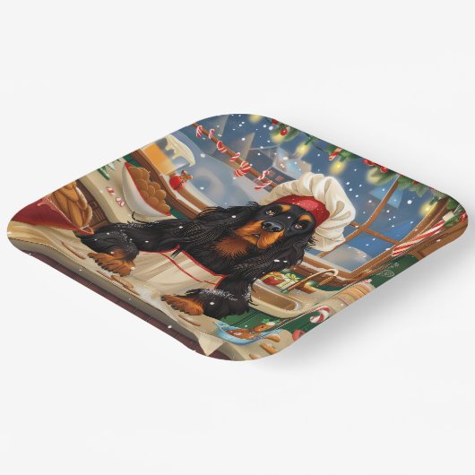 Gordon Setter Holiday Baking: Feierliche Weihnacht Pappteller (Gewinkelt)