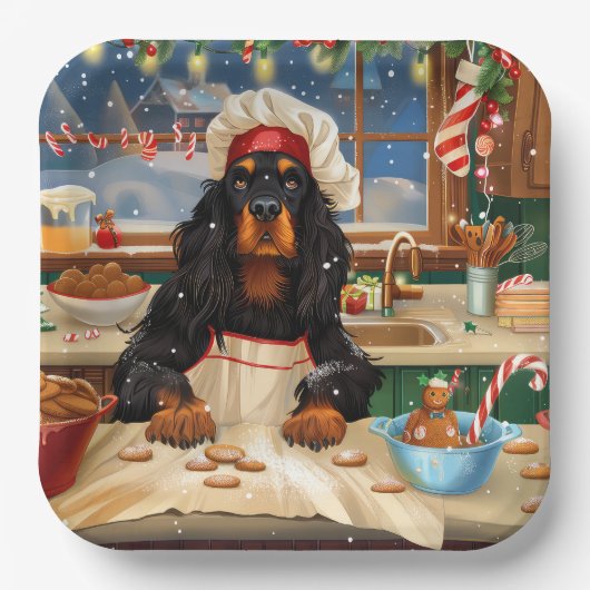 Gordon Setter Holiday Baking: Feierliche Weihnacht Pappteller (Vorderseite)