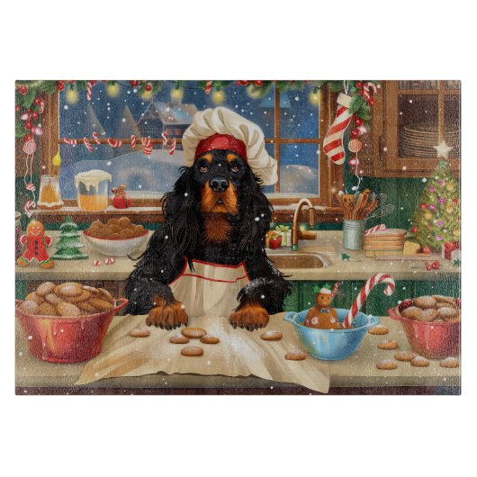 Gordon Setter Holiday Baking: Feierliche Weihnacht Schneidebrett (Vorderseite)