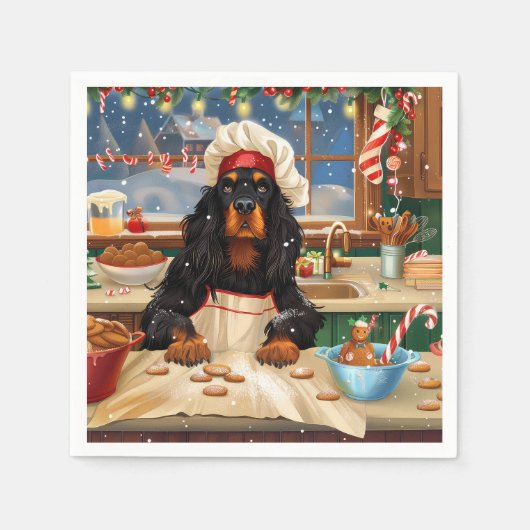 Gordon Setter Holiday Baking: Feierliche Weihnacht Serviette (Vorderseite)