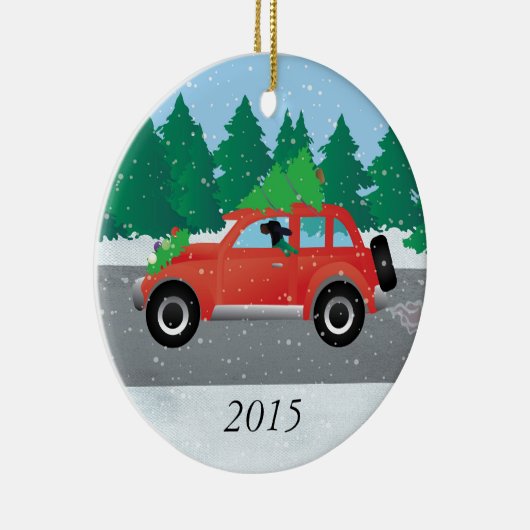 Gordon Setter Hund Auto fahren - Baum oben Keramik Ornament (Rechts)