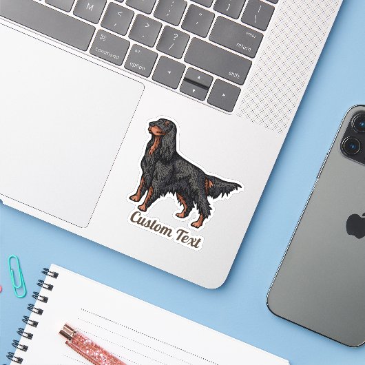 Gordon Setter Illustration Sticker (Laptop mit iPhone)
