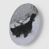 Gordon Setter in einem Schneesturm-Rundwall-Uhr Große Wanduhr (Winkel)