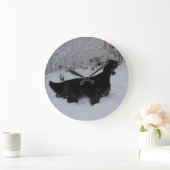 Gordon Setter in einem Schneesturm-Rundwall-Uhr Große Wanduhr (Zuhause)