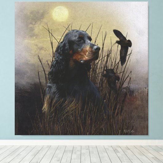 Gordon Setter , Jagdbegleiter Leinwanddruck (Insitu (Holzboden))