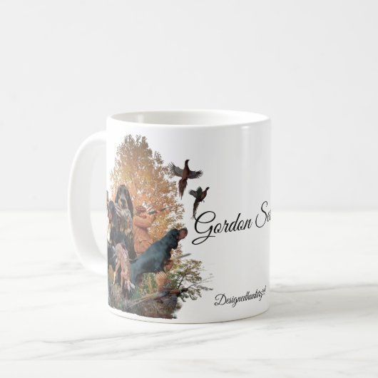 Gordon Setter, Jagdsaison Holz Wand Kunst Kaffeetasse (Vorderseite Links)