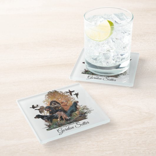 Gordon Setter, Jagdsaison Holzwall Art Kaffee Glasuntersetzer (Schrägansicht)