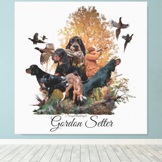 Gordon Setter, Jagdsaison Leinwanddruck (Insitu (Holzboden))