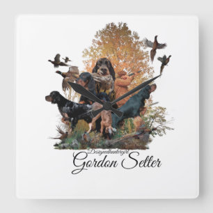 Gordon setter, Jagdsaison Quadratische Wanduhr