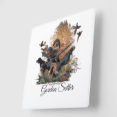 Gordon setter, Jagdsaison Quadratische Wanduhr (Winkel)