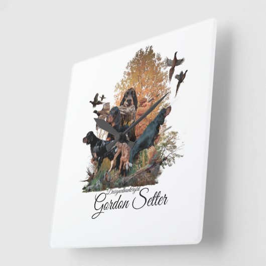 Gordon setter, Jagdsaison Quadratische Wanduhr (Winkel)