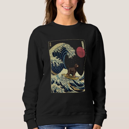 Gordon Setter Japanese Kanagawa Wave Surf Dog Sweatshirt (Vorderseite)