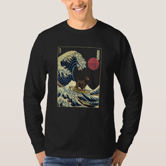 Gordon Setter Japanese Kanagawa Wave Surf Dog T-Shirt (Vorderseite)