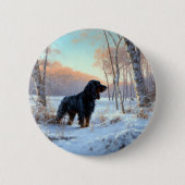 Gordon Setter lässt es Weihnachten schnee Button (Vorderseite)