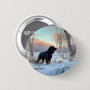 Gordon Setter lässt es Weihnachten schnee Button