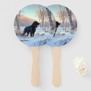 Gordon Setter lässt es Weihnachten schnee Fächer