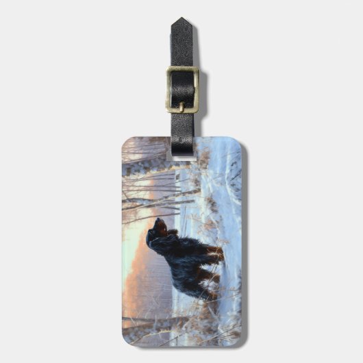 Gordon Setter lässt es Weihnachten schnee Gepäckanhänger (Vorderseite vertikal)