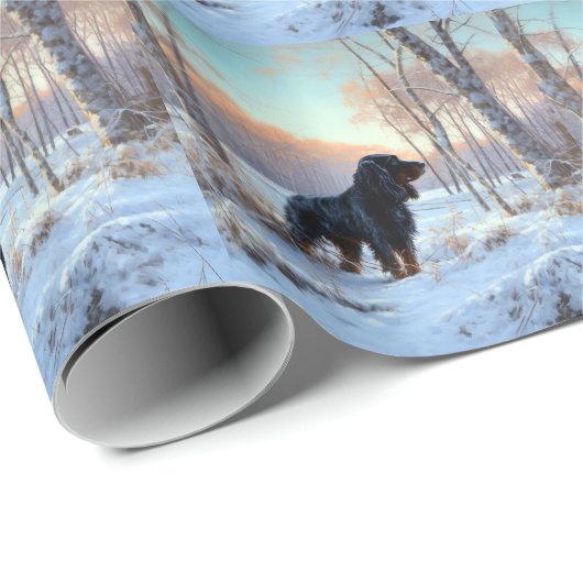Gordon Setter lässt es Weihnachten schnee Geschenkpapier (Rolleneckpunkt)