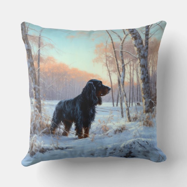 Gordon Setter lässt es Weihnachten schnee Kissen (Rückseite)