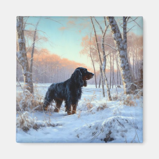 Gordon Setter lässt es Weihnachten schnee Magnet (Vorne)