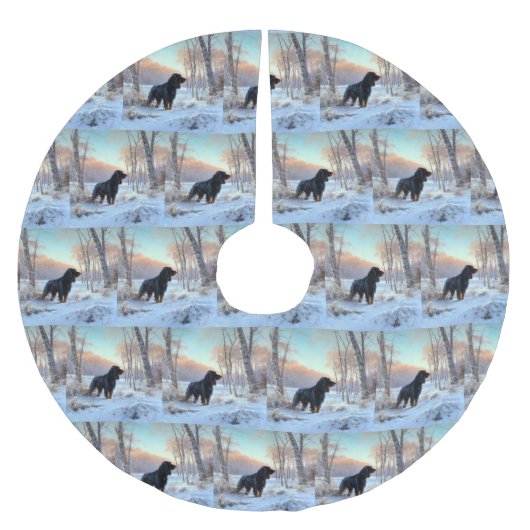 Gordon Setter lässt es Weihnachten schnee Polyester Weihnachtsbaumdecke (Vorderseite)