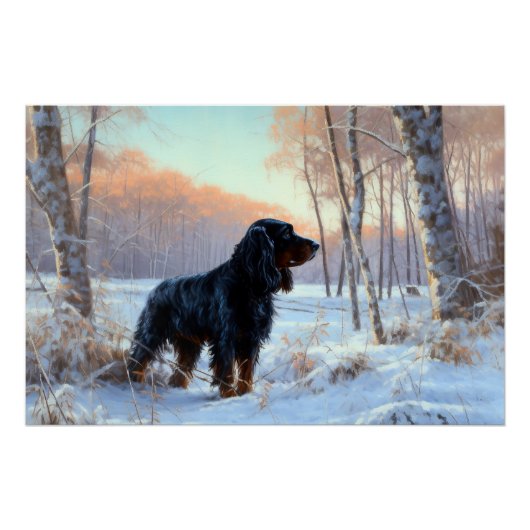 Gordon Setter lässt es Weihnachten schnee Poster (Vorderseite)