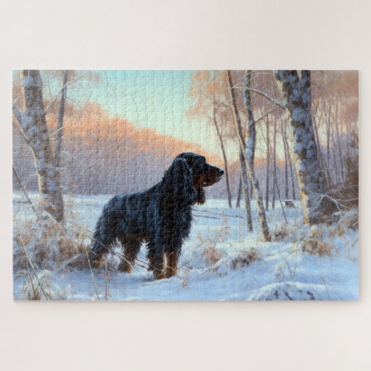 Gordon Setter lässt es Weihnachten schnee Puzzle (Horizontal)