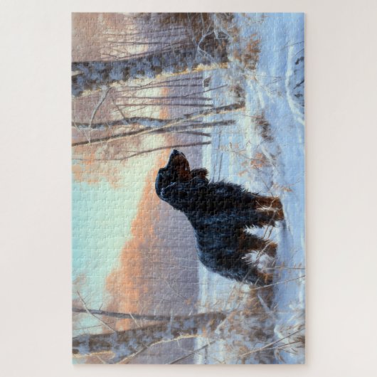 Gordon Setter lässt es Weihnachten schnee Puzzle (Vertikal)