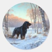 Gordon Setter lässt es Weihnachten schnee Runder Aufkleber (Vorderseite)