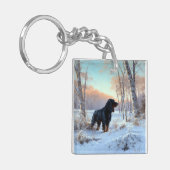 Gordon Setter lässt es Weihnachten schnee Schlüsselanhänger (Vorderseite links)