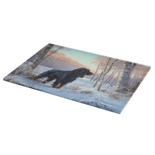 Gordon Setter lässt es Weihnachten schnee Schneidebrett (Ecke)
