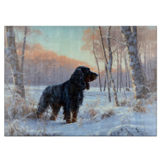 Gordon Setter lässt es Weihnachten schnee Schneidebrett (Vorderseite)