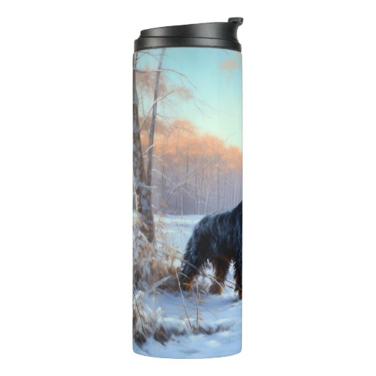 Gordon Setter lässt es Weihnachten schnee Thermosbecher (Nach links gedreht)