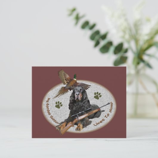 Gordon Setter lebt zur Jagd Postkarte (Stehend Vorderseite)