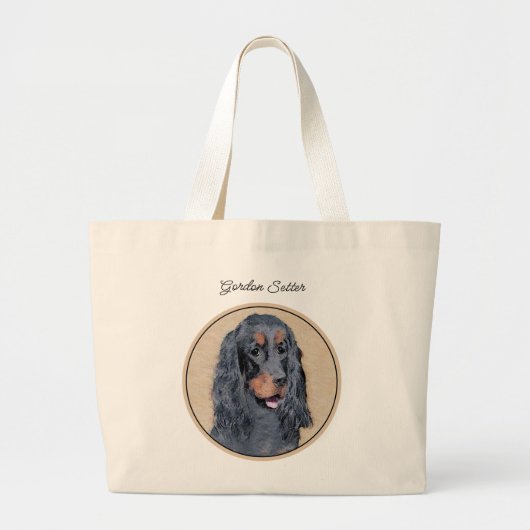 Gordon Setter Malerei Schwarz Niedlich Original Do Jumbo Stoffbeutel (Vorne)