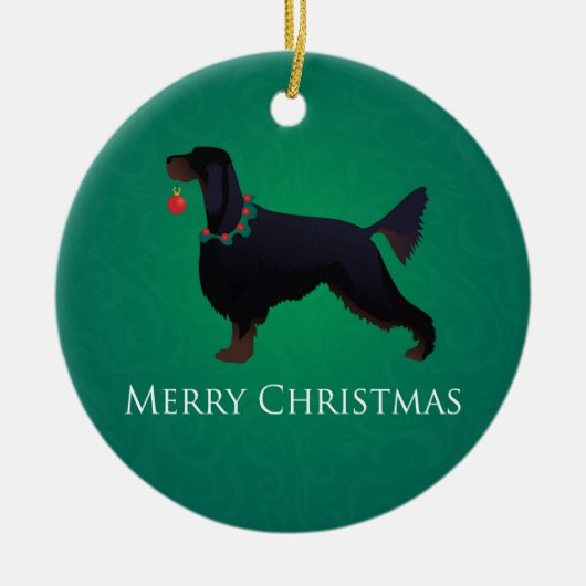 Gordon Setter Merry Christmas Design Keramik Ornament (Vorne)