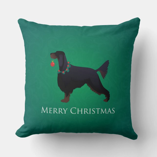Gordon Setter Merry Christmas Design Kissen (Vorderseite)
